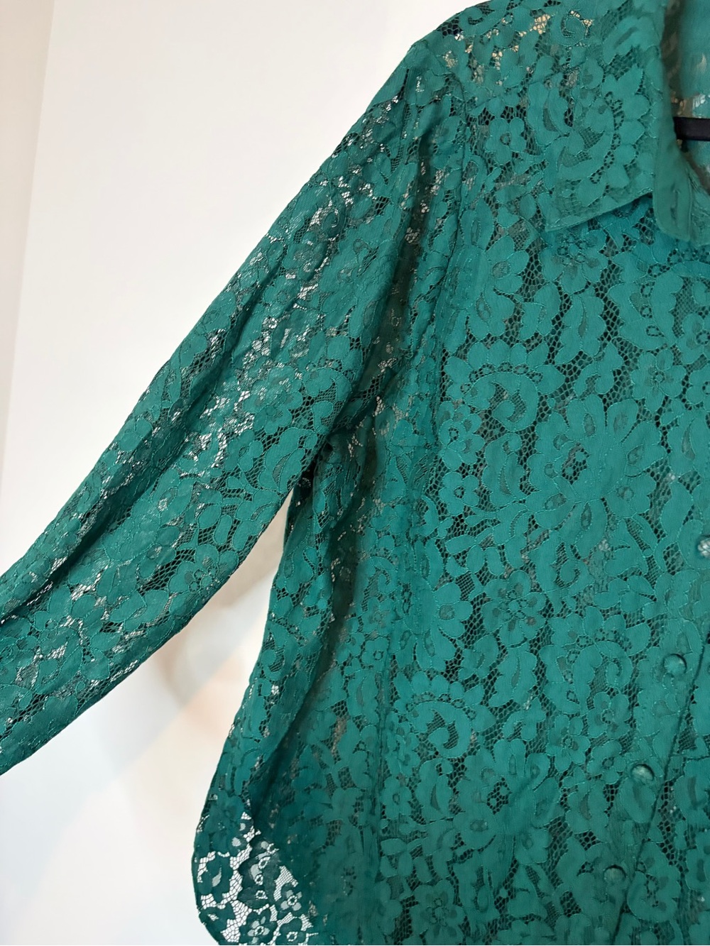 NWT Torrid Emerald Floral Lace Button-Front Blouse Size 1X - Picture 3 of 10